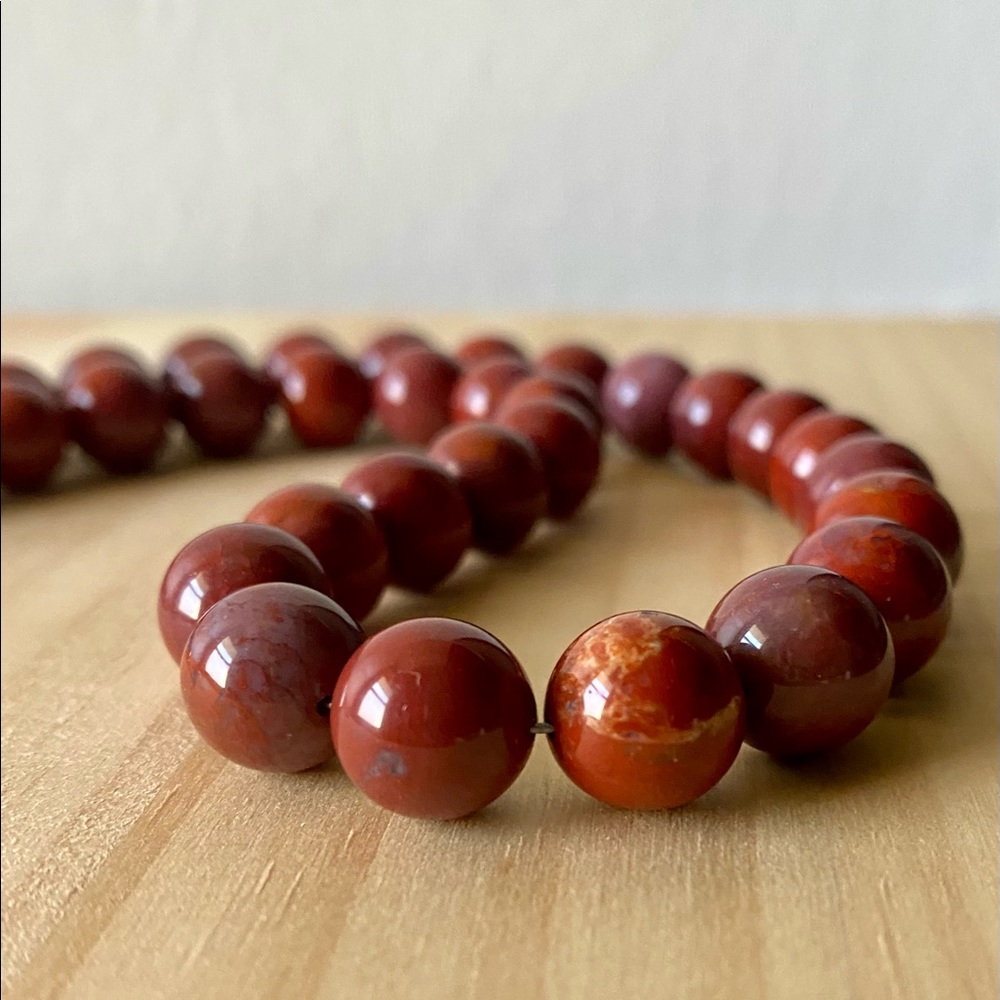 Jay King Desert Rose Trading DTR .925 Sterling Silver Red Jasper Beaded Necklace